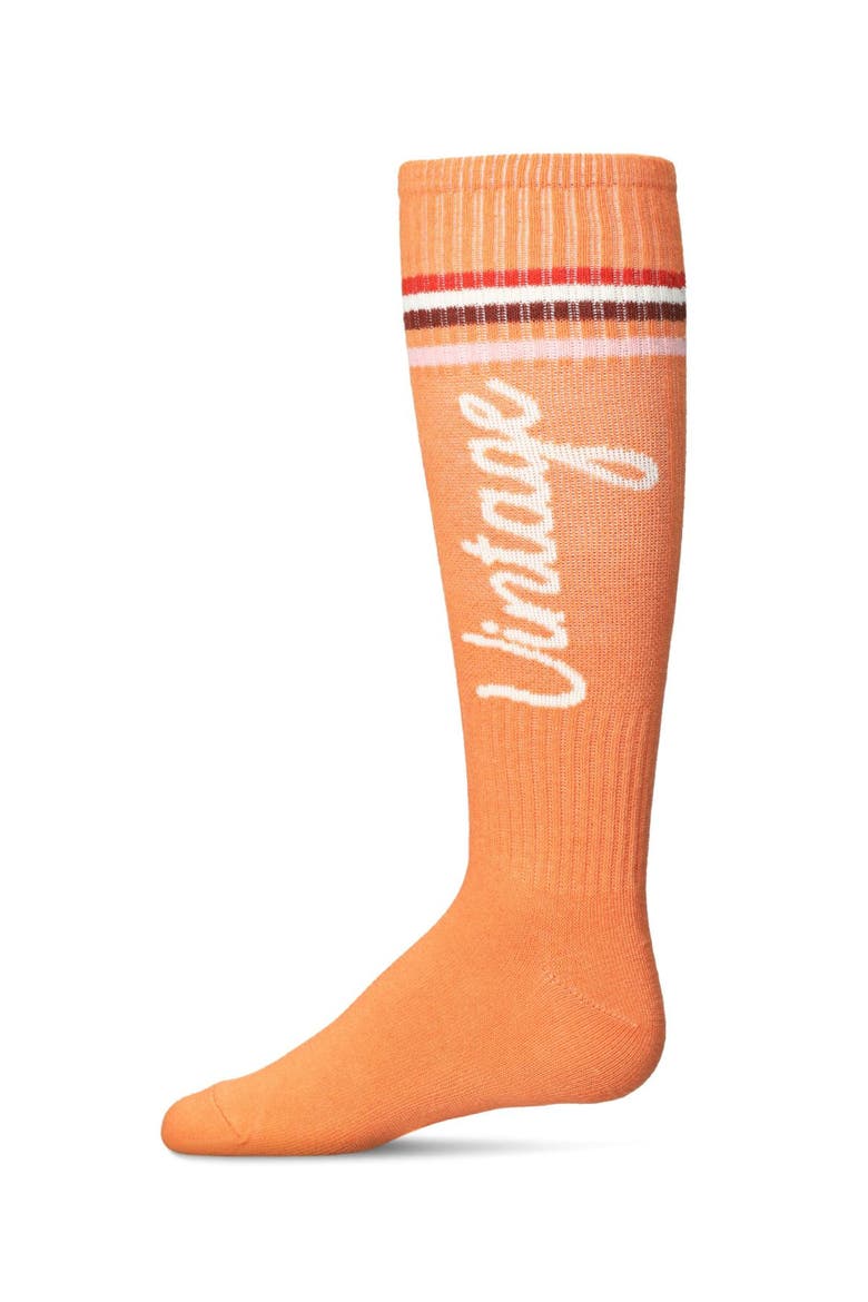 Vintage Stripe Knee High Socks, Main, color, Tangerine