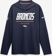 Nike Men's Nike Navy Denver Broncos Sideline Game On Lightweight Long Sleeve Hooded Dri-FIT Top