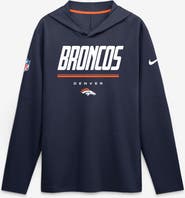 Nike Men's Nike Navy Denver Broncos Sideline Game On Lightweight Long Sleeve Hooded Dri-FIT Top