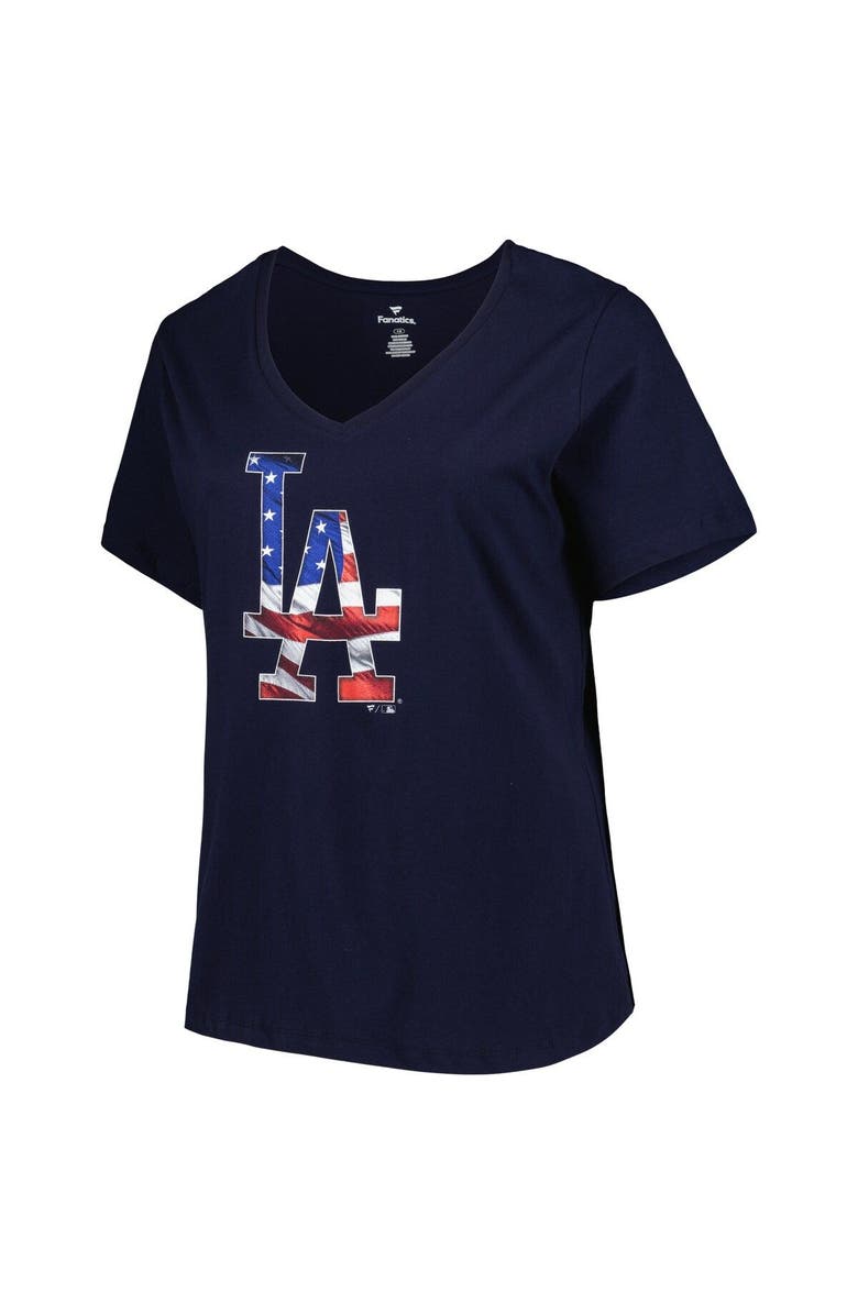 PROFILE Women's Navy Los Angeles Dodgers Plus Size Americana V-Neck T-Shirt, Alternate, color, 