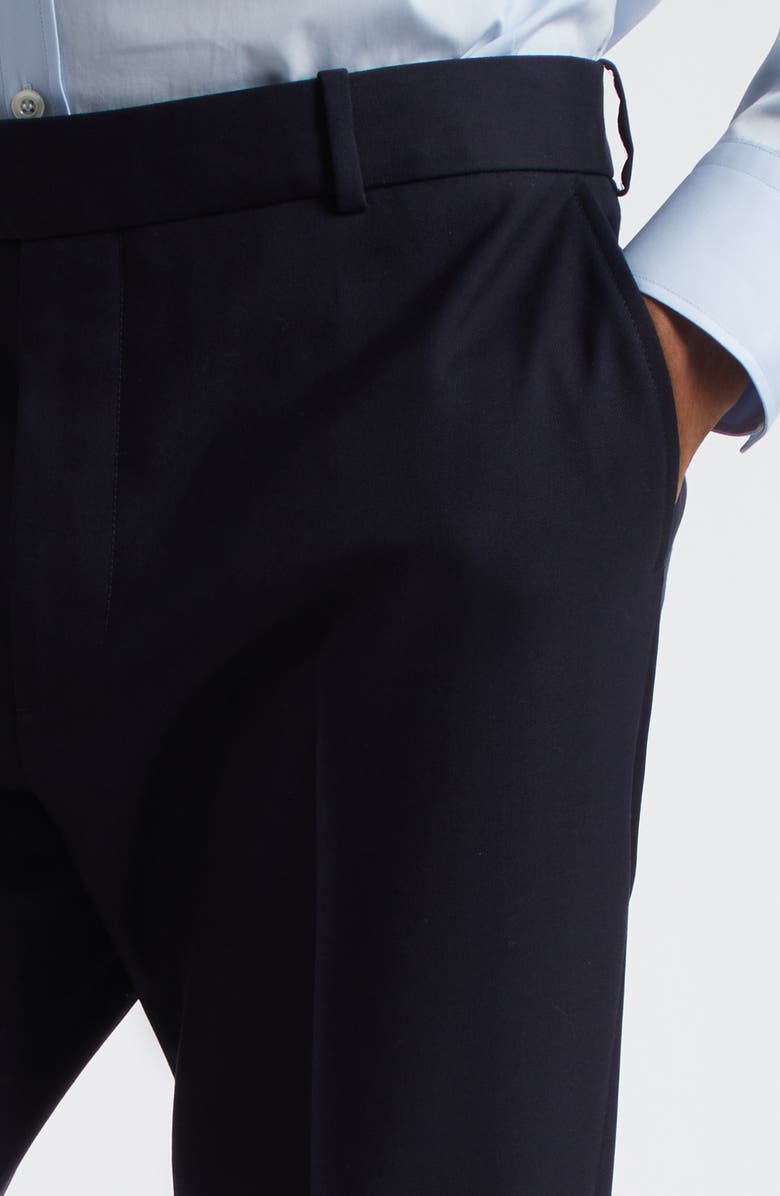 McQueen Low Rise Wool Cigarette Trousers, Alternate, color, Navy