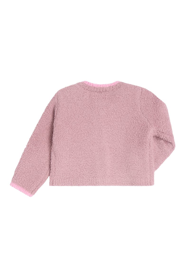 Kids' CozyChic® Tipped Cardigan, Alternate, color, TEABERRY-BARBIE PINK