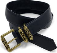 mnml Engraved Leather Roller Buckle Belt