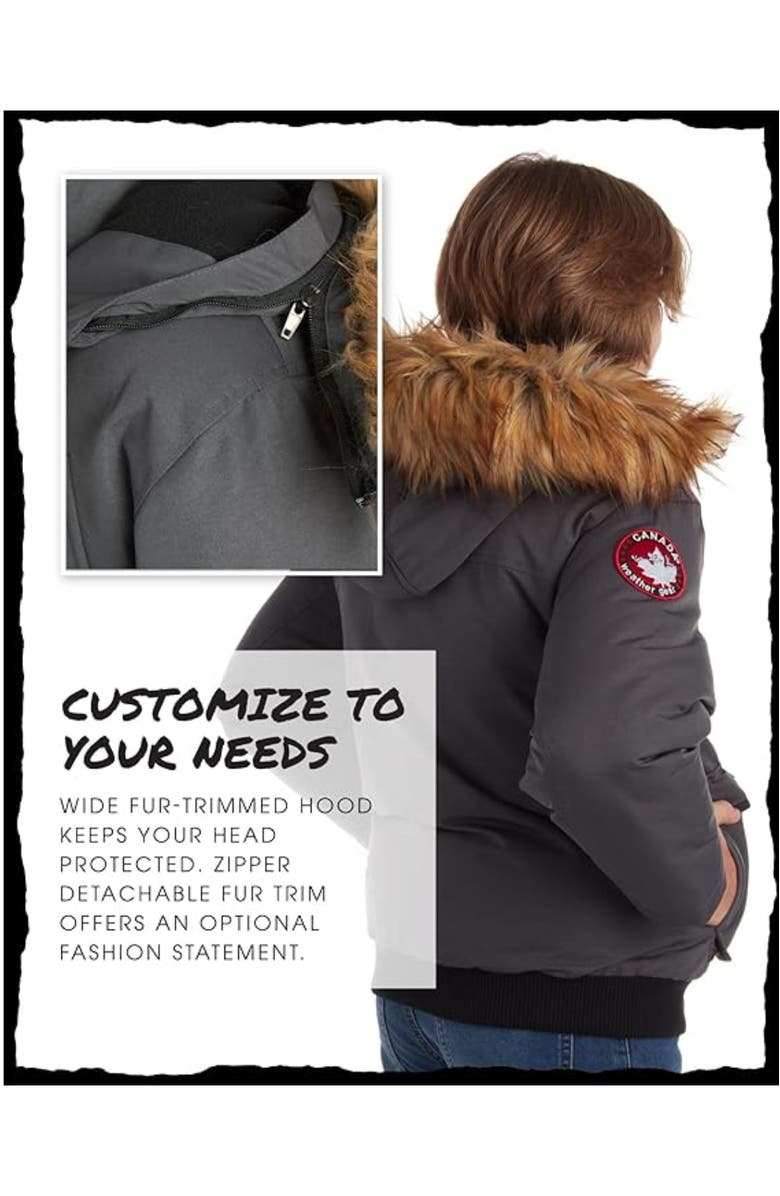 CANADA WEATHER GEAR Boys
 Winter Bomber Jacket, Alternate, color, Coal Grey