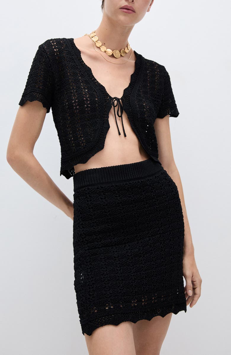 MANGO Open Knit Miniskirt, Alternate, color, 