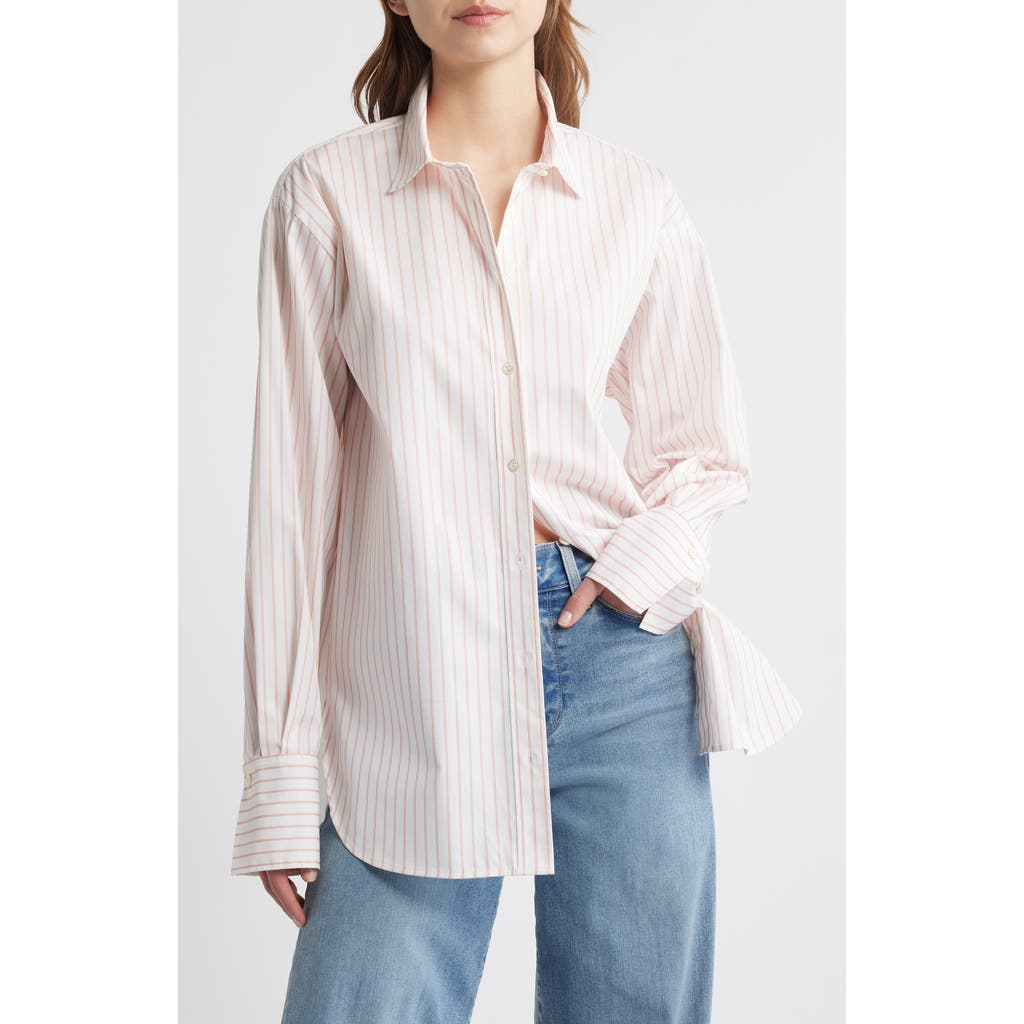 Shop Frame Stripe Oversize Cotton Button-up Shirt In Azalea Multi