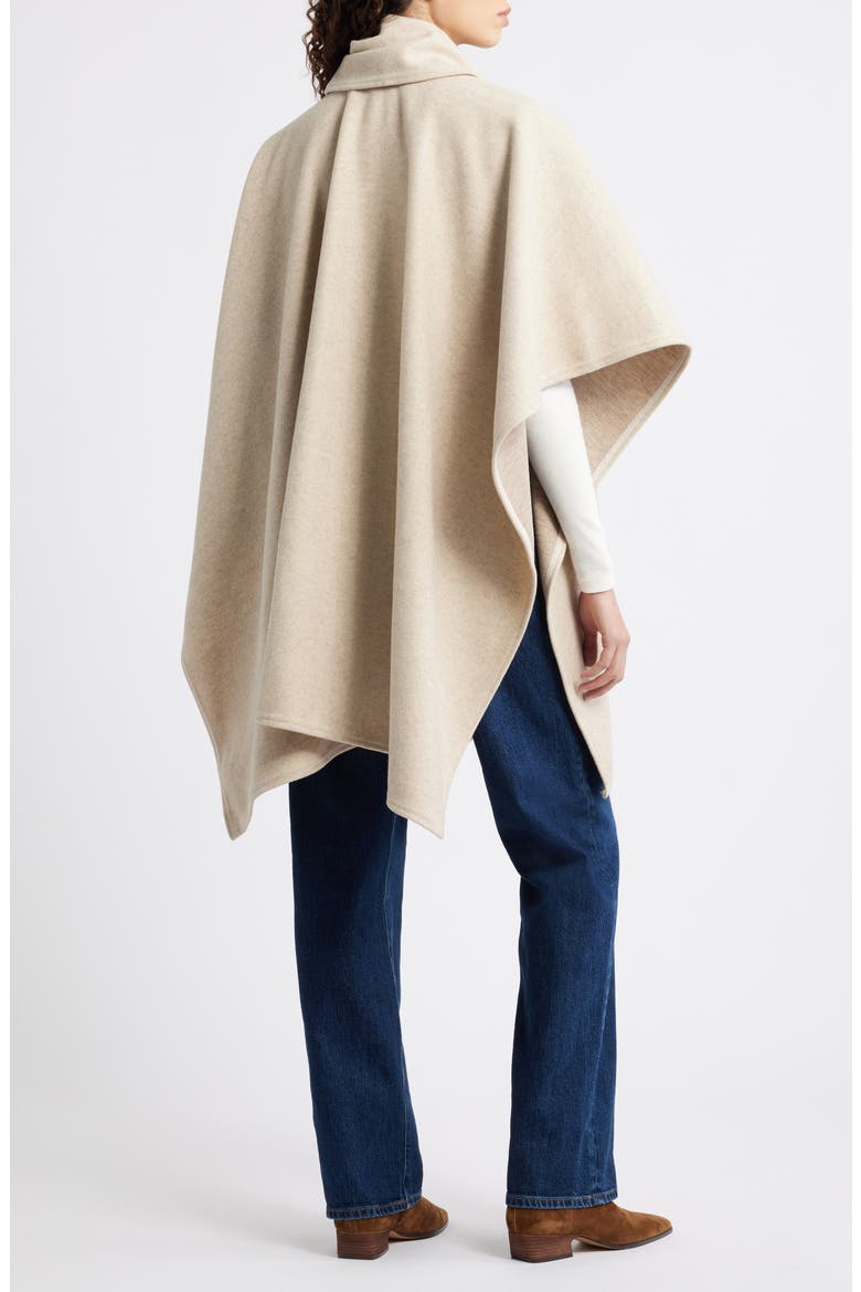 Doubleface Ruana with Attached Scarf, Alternate, color, TAN- BROWN