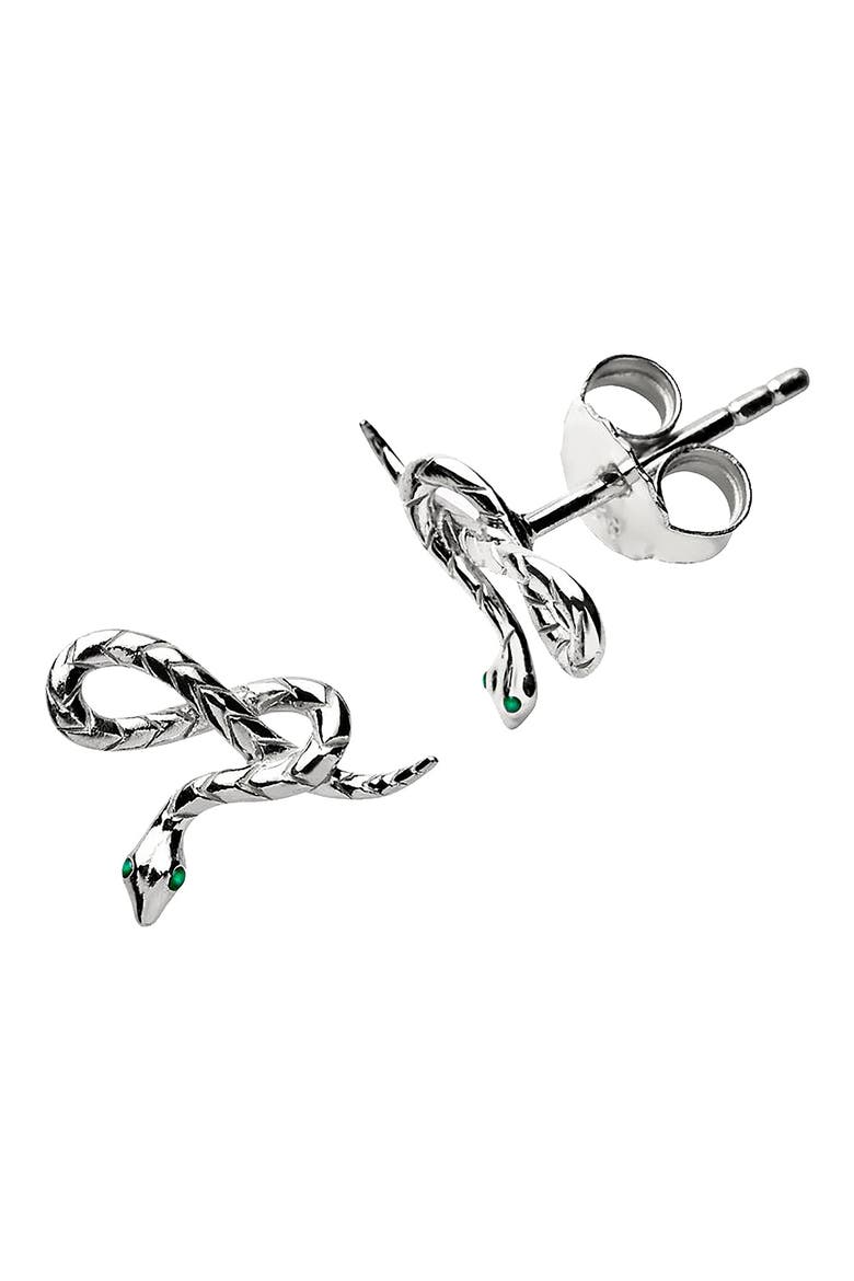 Snake Stud Earrings, Main, color, STERLING SILVER