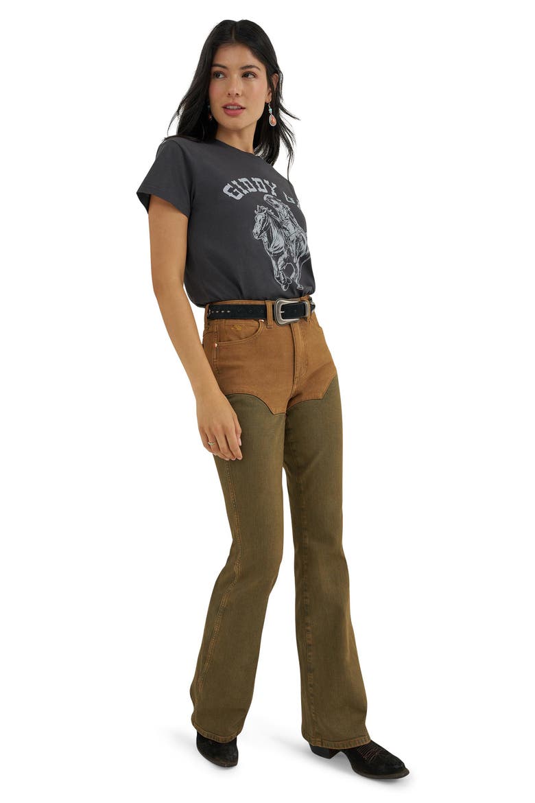 Western Chaps Flare Jeans, Alternate, color, BROWN