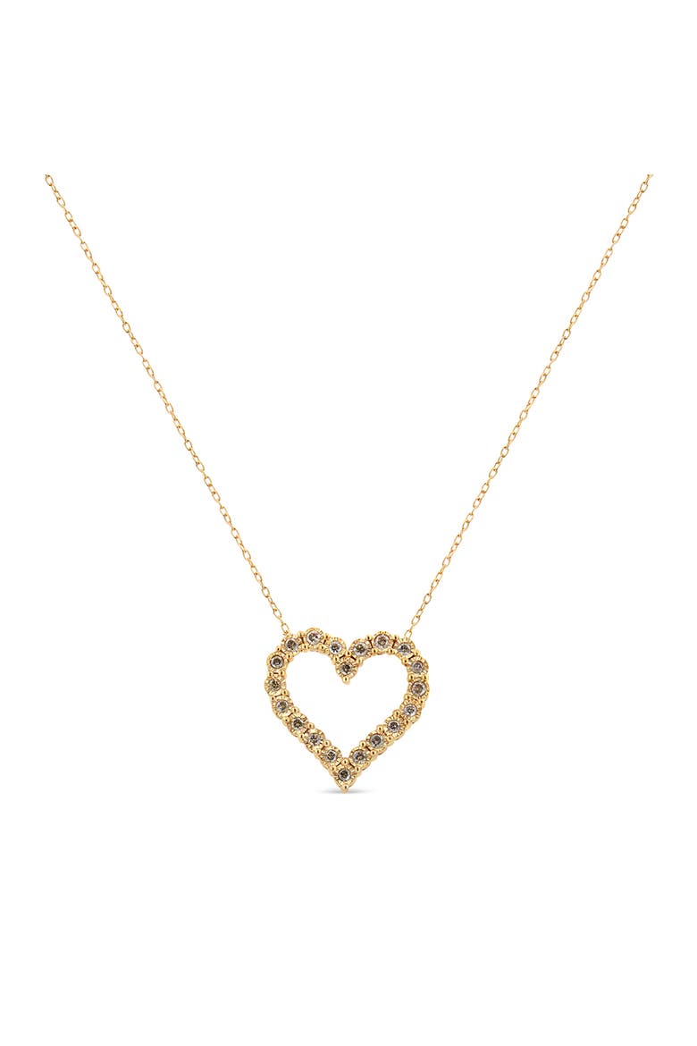 10K Yellow Gold over Silver 1/2 Cttw Champagne Diamond Heart Pendant Necklace, Main, color, Yellow