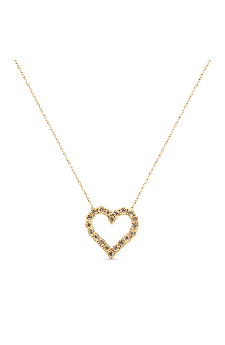 Haus of Brilliance 10K Yellow Gold over Silver 1/2 Cttw Champagne Diamond Heart Pendant Necklace, Main, color, Yellow