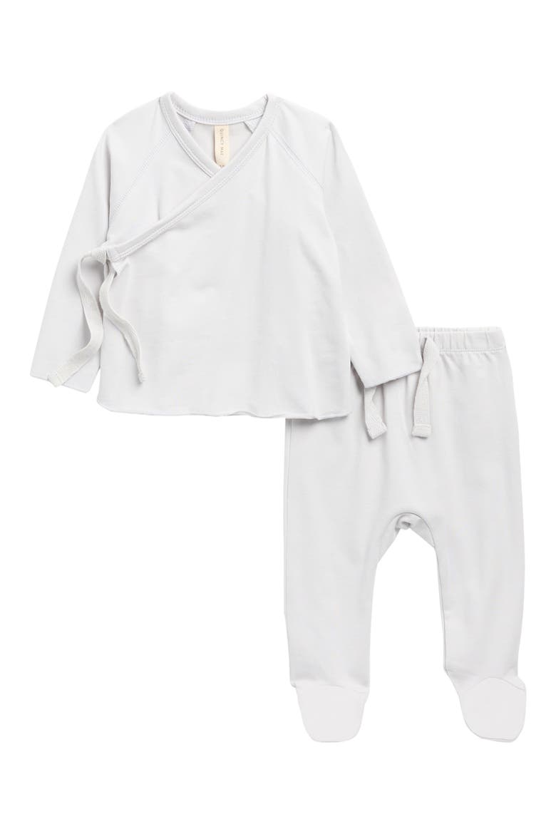 Wrap Top & Footed Pants Set, Main, color, FOG