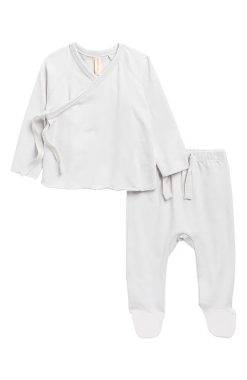 Quincy Mae Babies' Wrap Top & Footed Pants Set In White