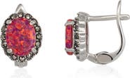Spero London Oval Red Opal High Quality Sterling Silver Earrings