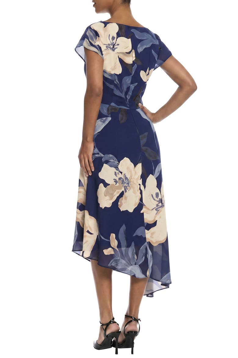 Asymmetrical Cap Sleeve Floral Midi Dress, Alternate, color, ASTRAL AURA/ MARLIN