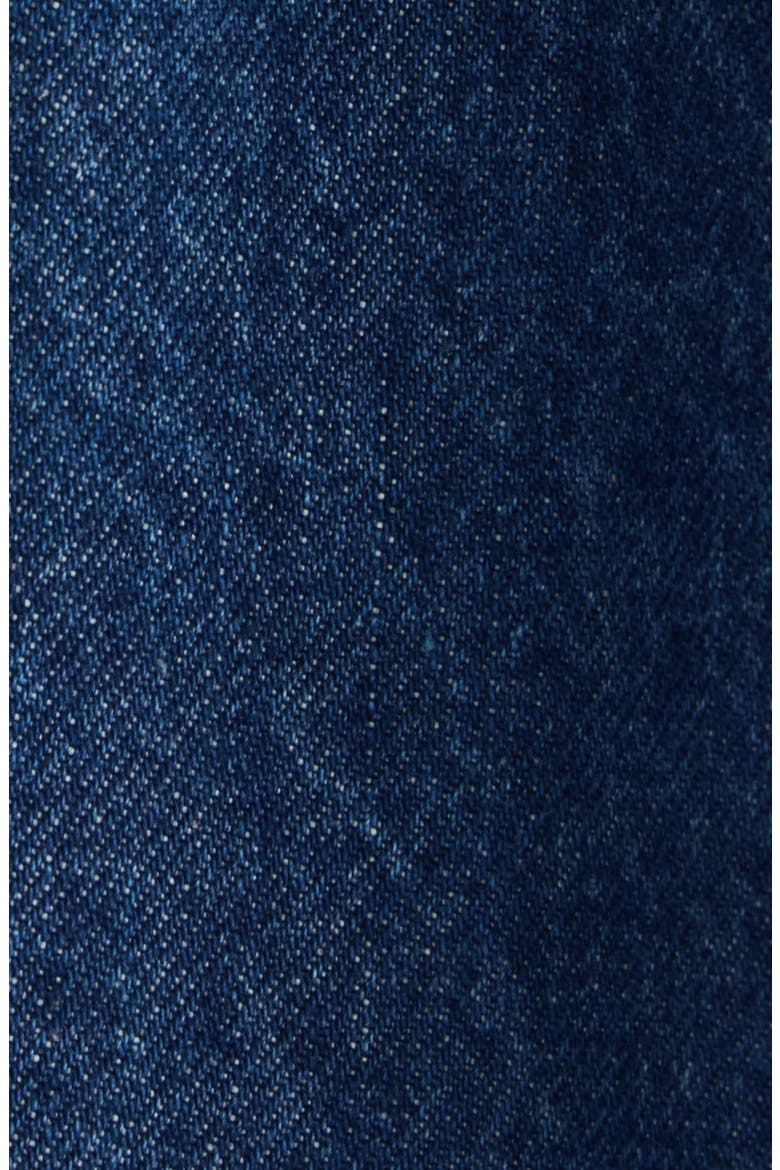 Chain Detail Puff Shoulder Denim Jacket, Alternate, color, FADED INDIGO