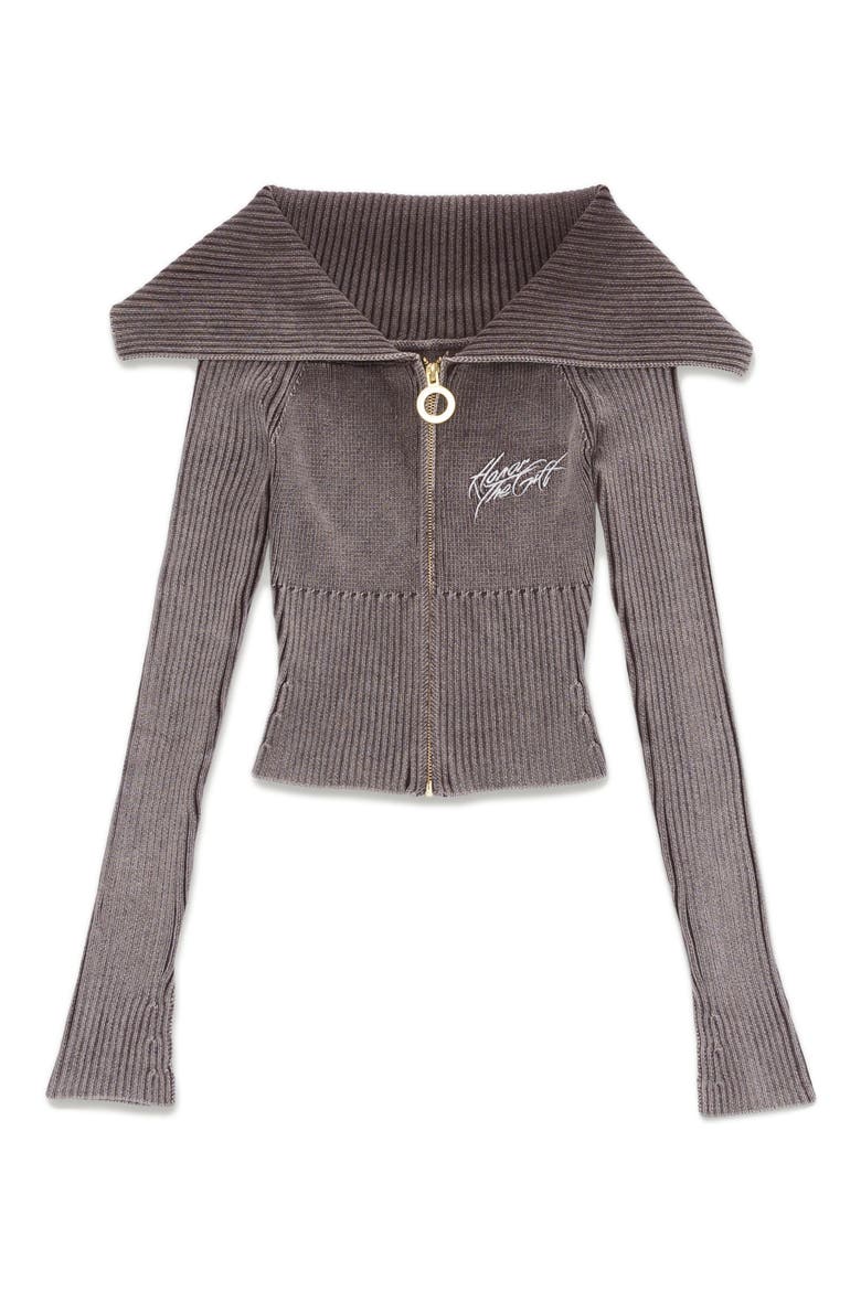Shawl Collar Zip Cardigan, Main, color, BROWN