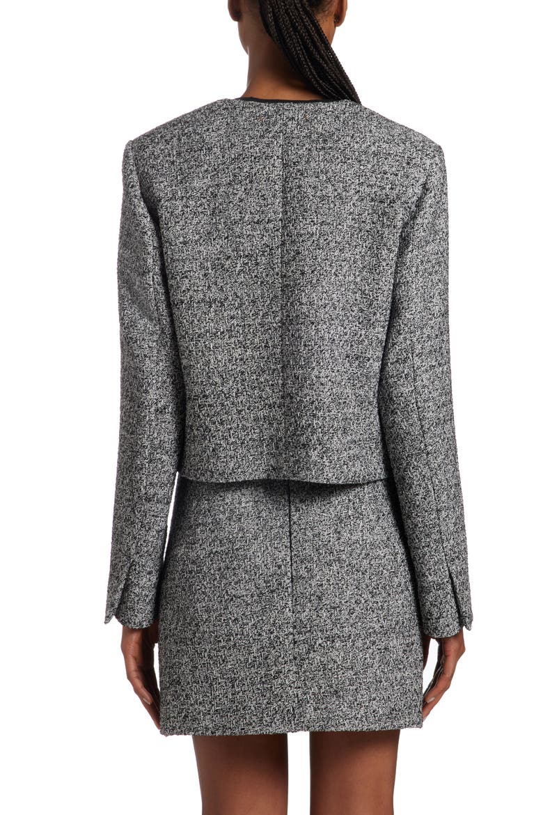 Crop Bouclé Jacket, Alternate, color, BLACK/ VINTAGE WHITE