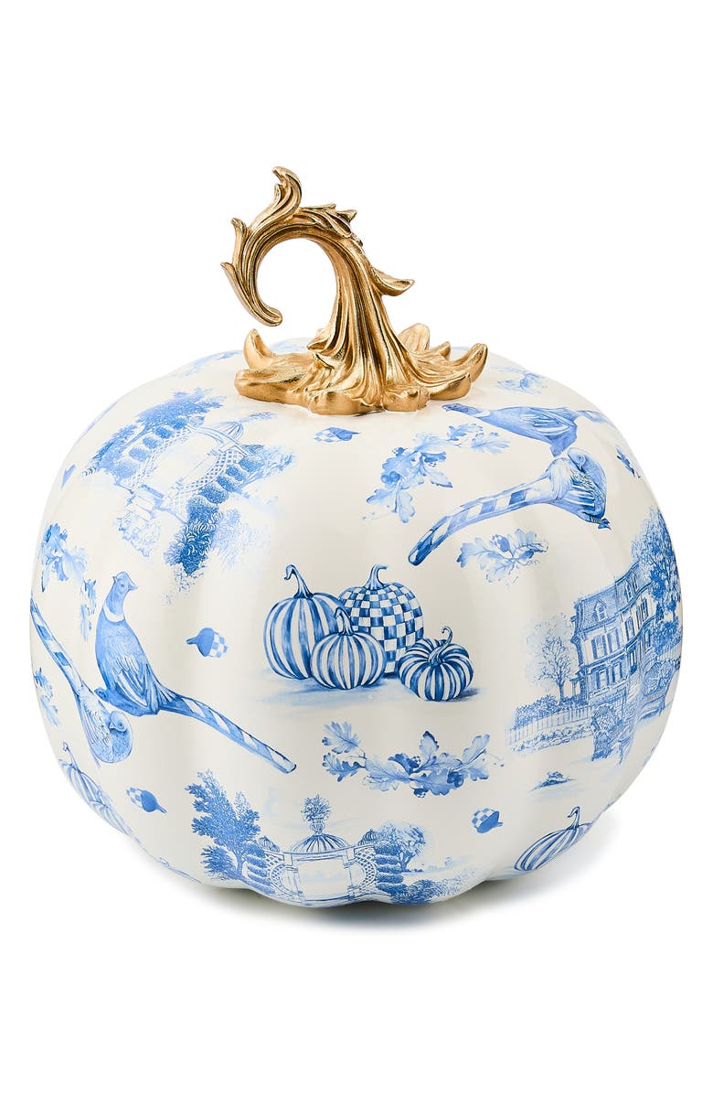 MACKENZIE CHILDS Royal Autumn Toile Pumpkin, Alternate, color, Royal