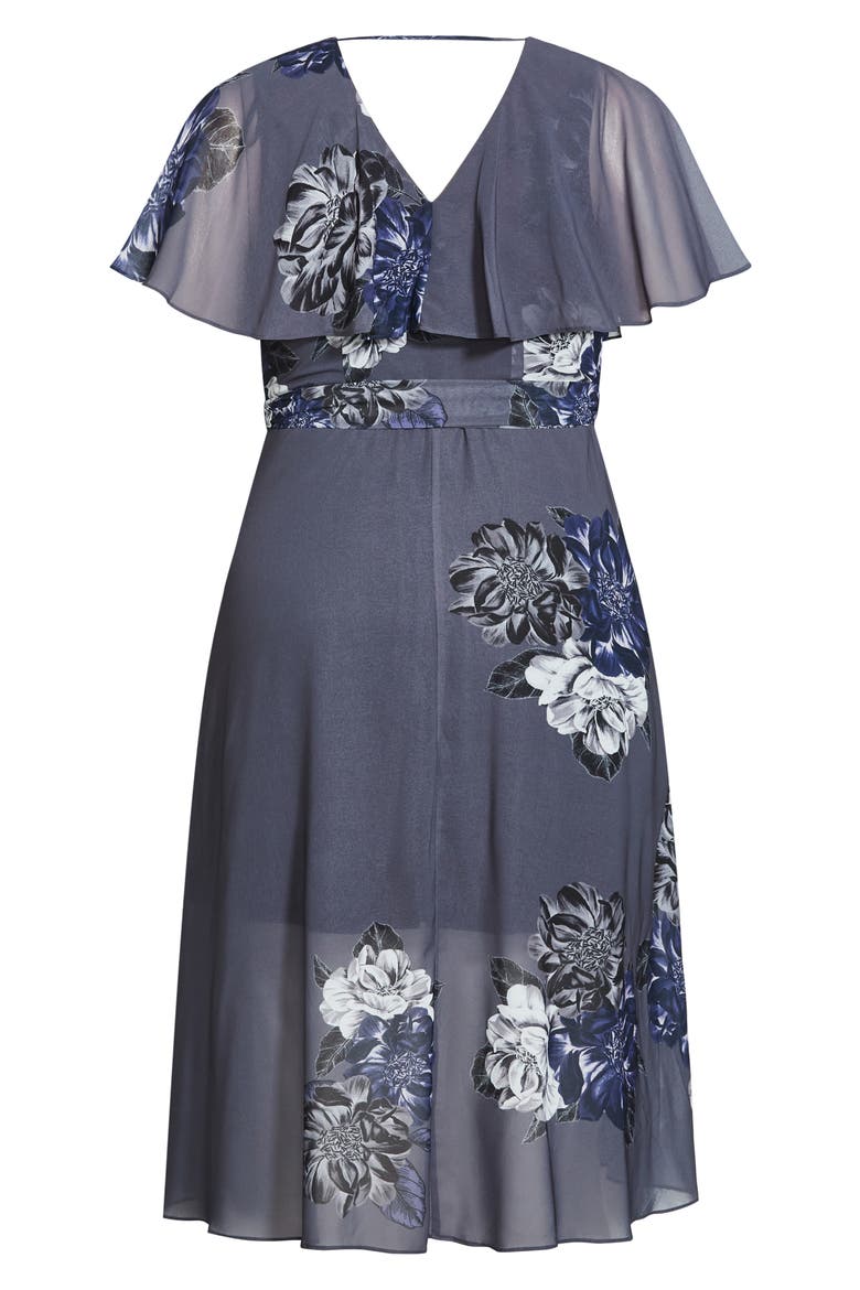Garnet Flutter Sleeve Wrap Dress, Alternate, color, GREY PLACEMENT