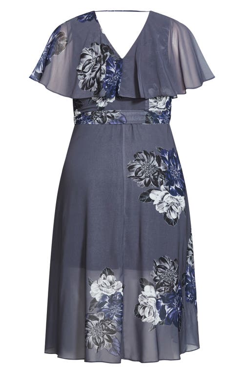 City Chic Garnet Flutter Sleeve Wrap Dress In Blue