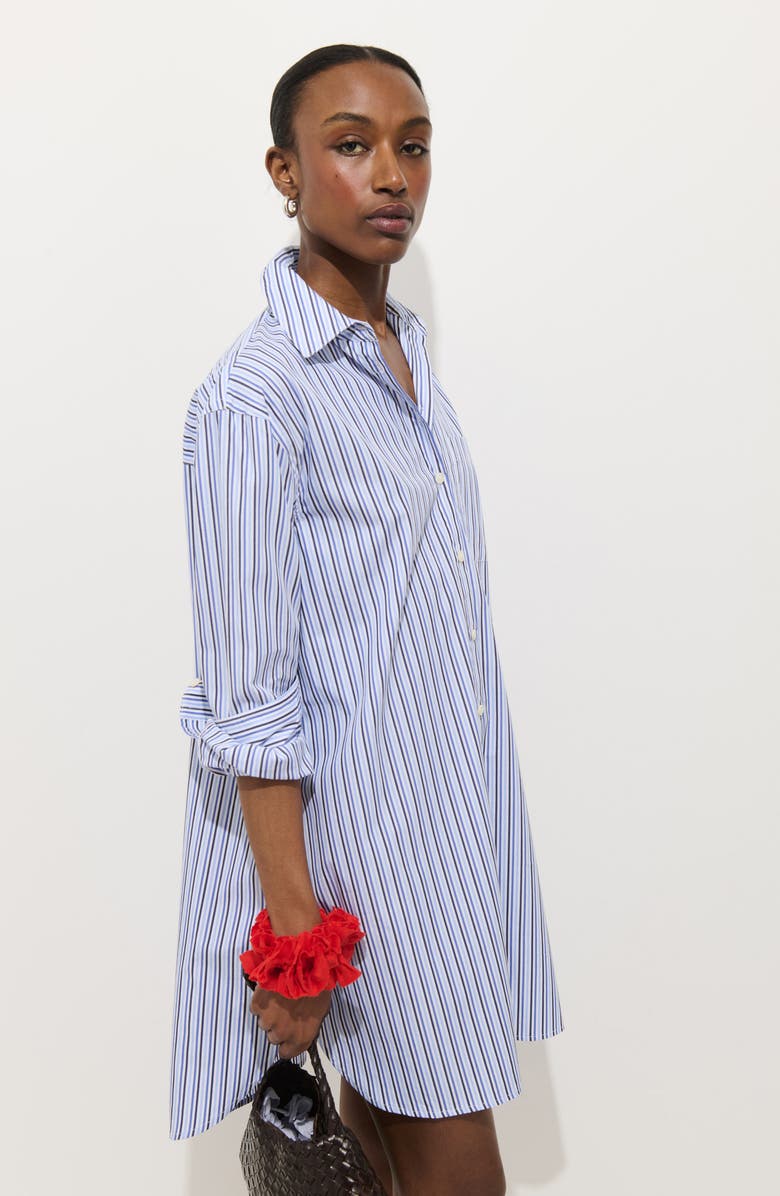 Alex Mill Florence Stripe Long Sleeve Cotton Shirtdress, Alternate, color, Blue Multi Stripe