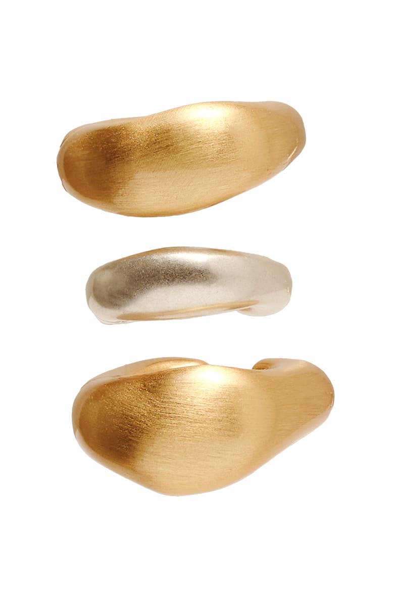 Solene Set of 3 Cuff Earrings, Main, color, BRUSHED BRASS / ANTIQUE BRASS