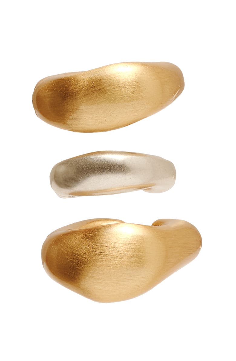 Cult Gaia Solene Set of 3 Cuff Earrings, Main, color, Brushed Brass / Antique Brass