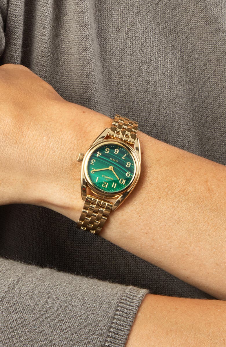 Shinola Derby Bracelet Watch, 30.5mm, Alternate, color, Malachite