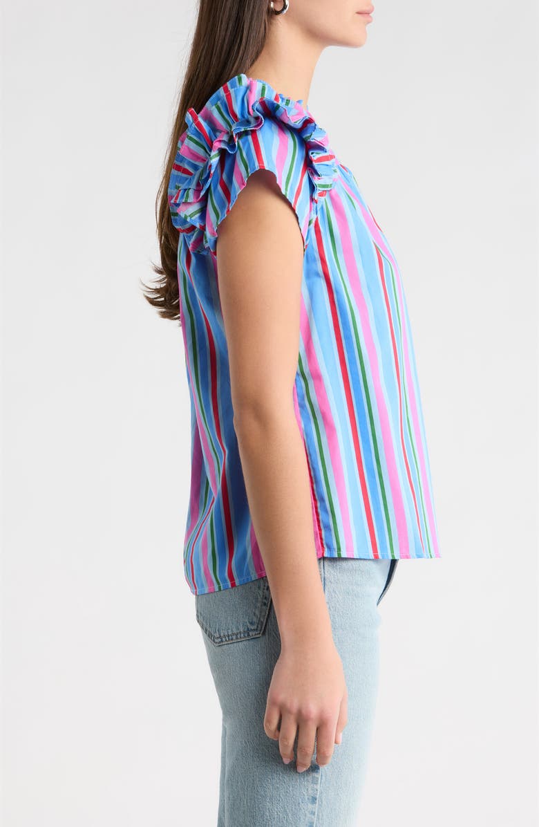 SUGARLIPS Jaimie Stripe Ramona Ruffle Cotton Top, Alternate, color, Pink-Blue-Green