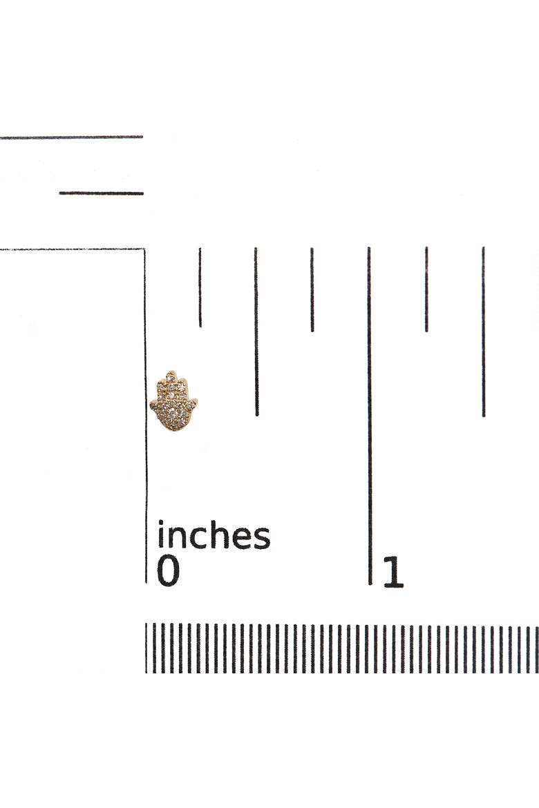 10K Yellow Gold Diamond Accented Hamsa Stud Earrings, Alternate, color, Yellow