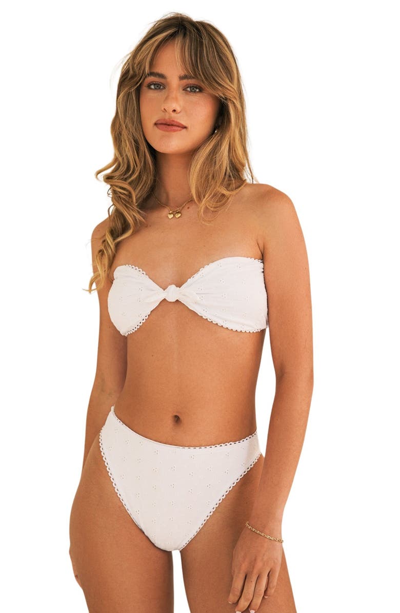 Dippin Daisys Bunny Knotted Bandeau Bikini Top, Main, color, White