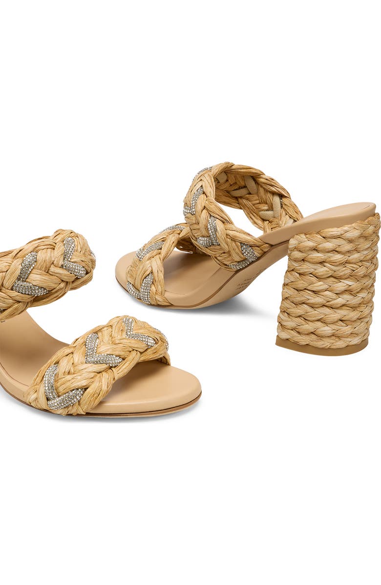 Stuart Weitzman Lana 85 Raffia Slide Sandal, Alternate, color, Natural