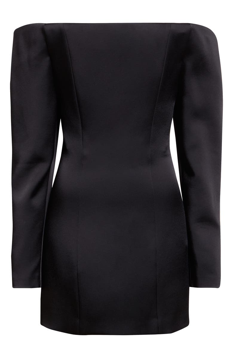 Stella McCartney Off the Shoulder Long Sleeve Satin Minidress, Alternate, color, Black