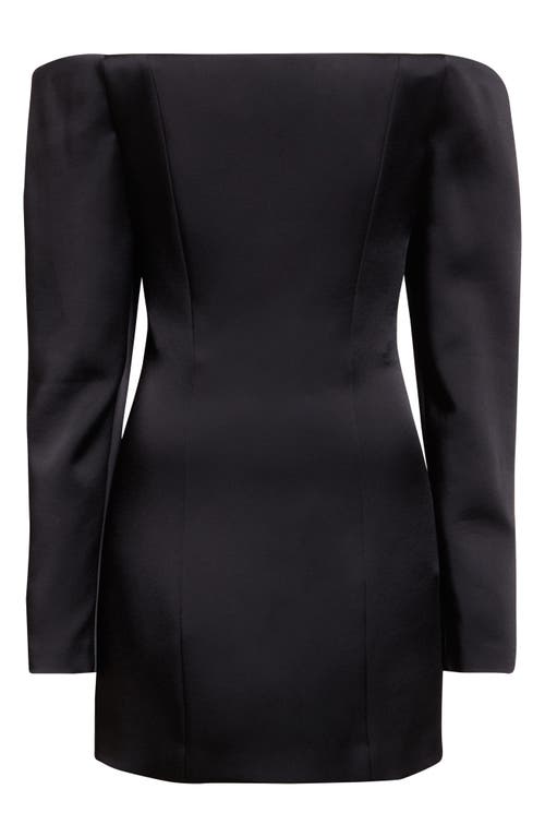 Stella Mccartney Off The Shoulder Long Sleeve Satin Minidress In Black