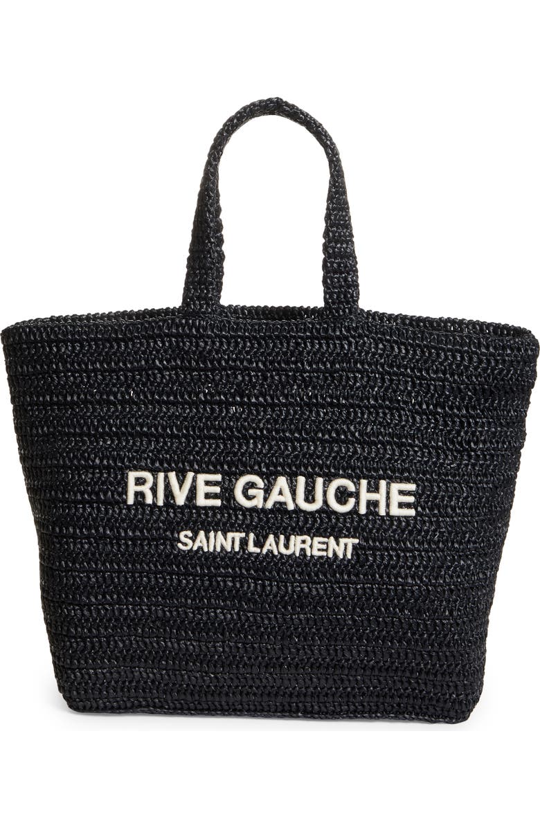 Saint Laurent Rive Gauche Logo Crochet Tote, Main, color,