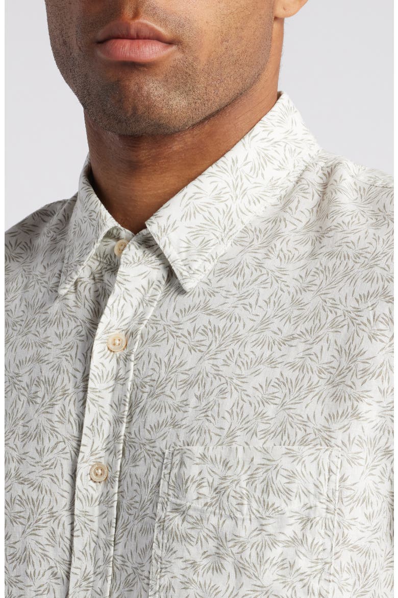 Carson Short Sleeve Linen Blend Button-Up Shirt, Alternate, color, CROP CIRCLE WHITE