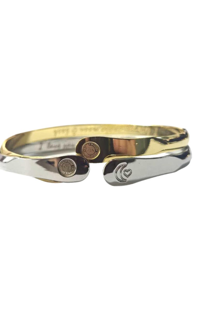 Hollywood Sensation Engraved I love you to the moon and back Bracelet, Alternate, color, Gold