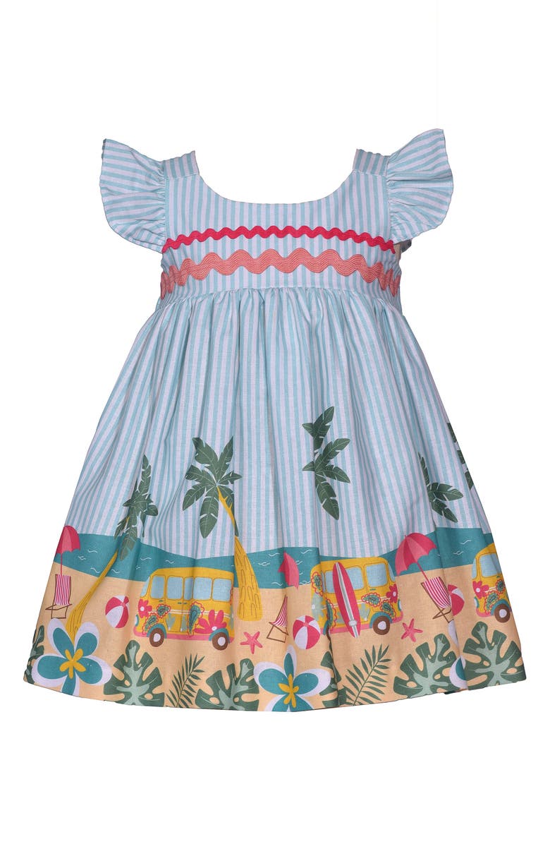 Iris & Ivy Beach Border Scenic Dress, Main, color, Blue