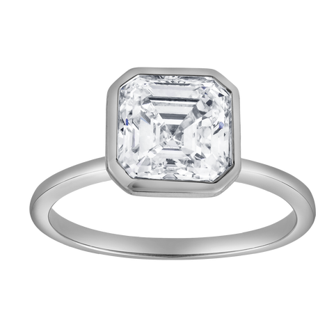 Adele 2.5Ct Asscher Lab Grown Diamond Bezel Engagement Ring