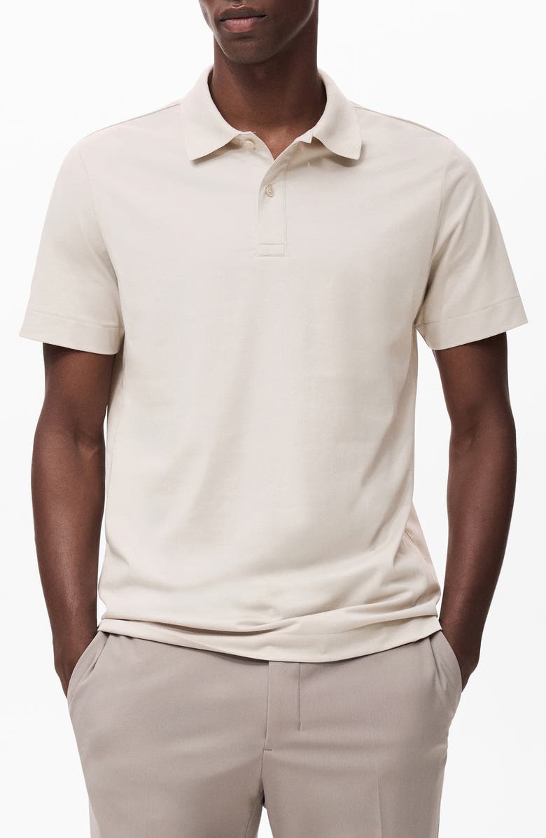 MANGO Slim Fit Thermolite<sup>®</sup> Polo, Main, color, Ice Grey