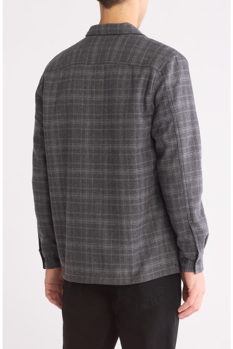 Plaid Flannel Fleece Bonded Shirt Jacket, Alternate, color, AFTER DARK