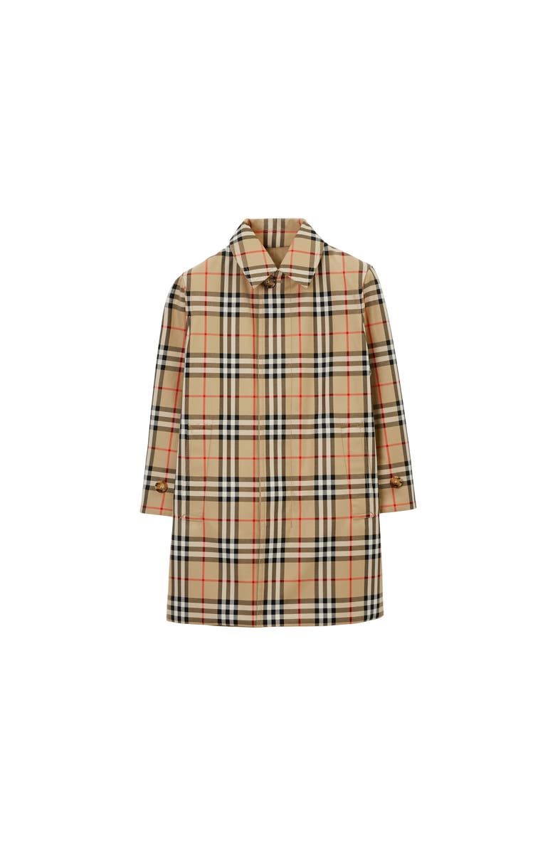 Burberry Reversible Check Gabardine Car Coat, Alternate, color, Archive Beige