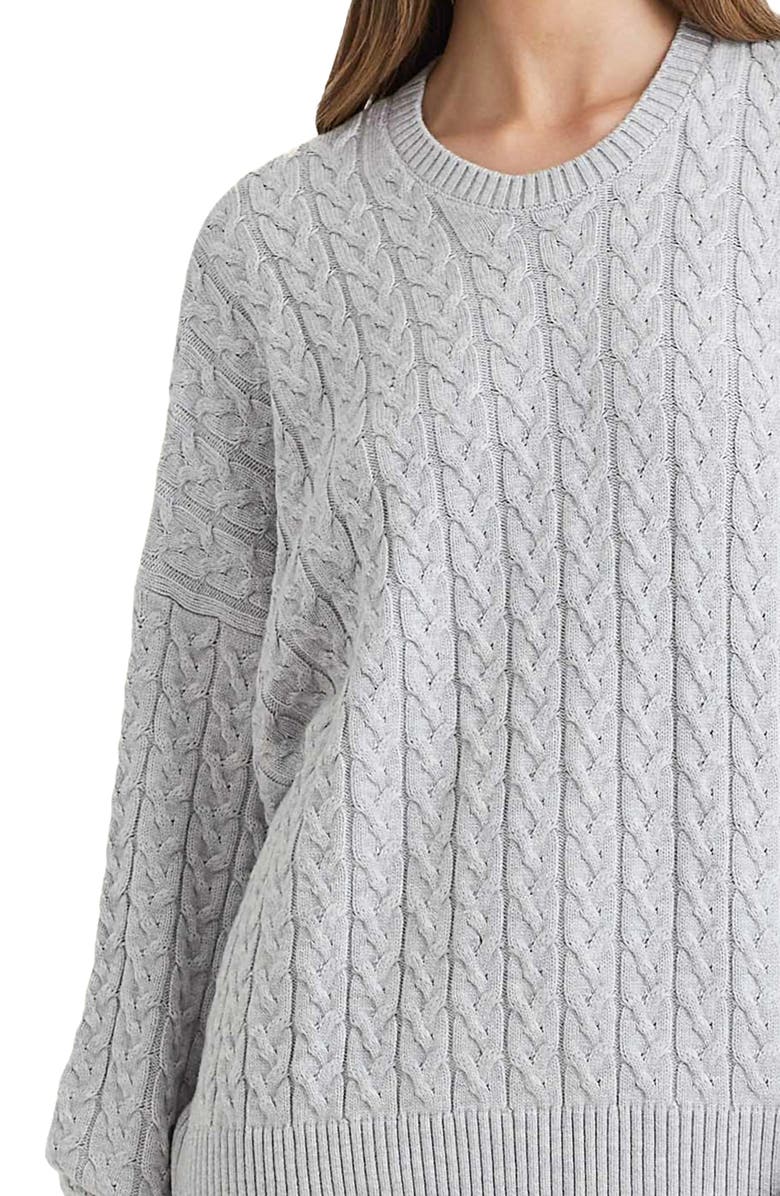 Papinelle Cozy Cable Long Sleeve Pajama Top, Alternate, color, Grey