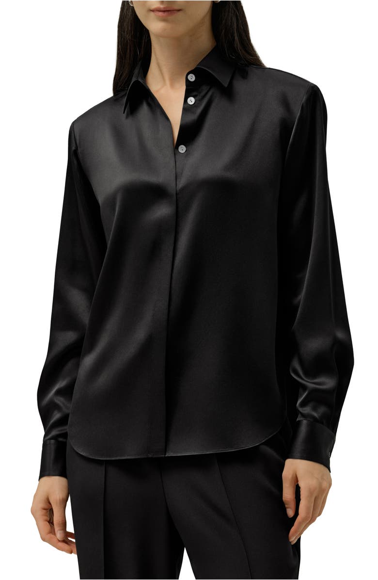 Lilysilk X Lydia Tomlinson Bianca Shirt, Main, color, Black