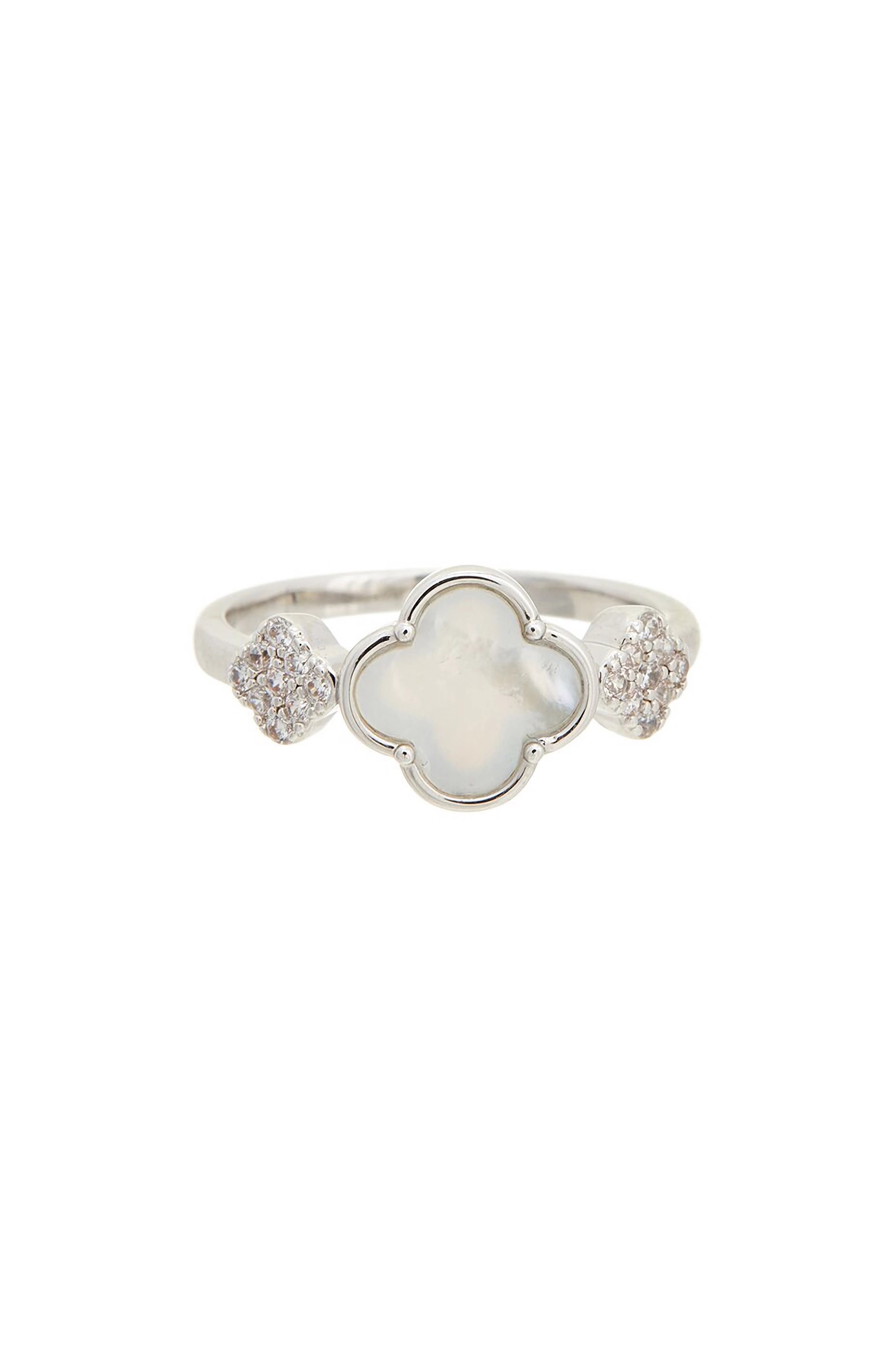 Juvell Mother-of-Pearl & Cubic Zirconia Clover Ring