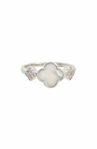 Mother-of-Pearl & Cubic Zirconia Clover Ring