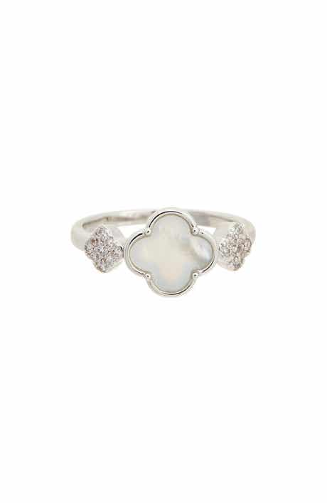 Juvell Mother-of-Pearl & Cubic Zirconia Clover Ring