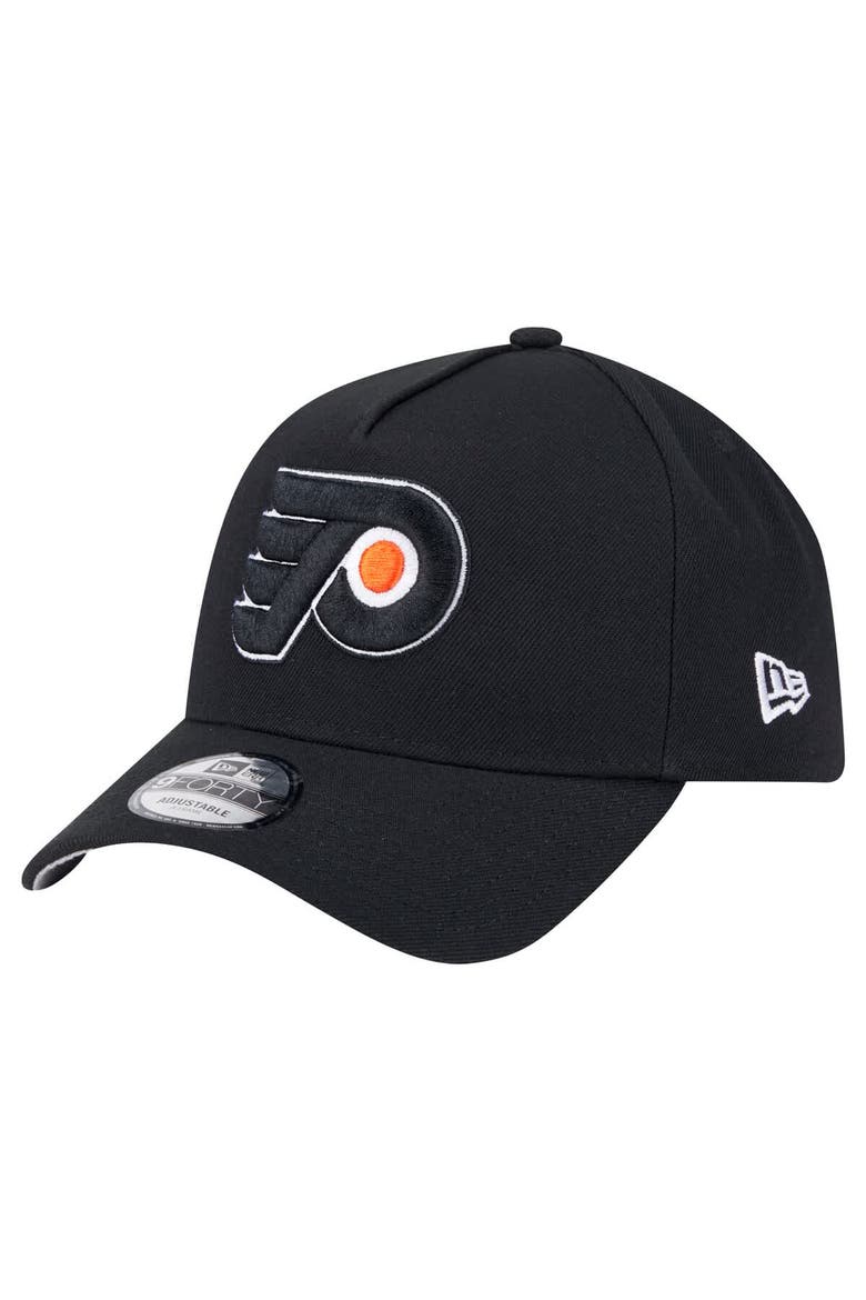 Men's New Era  Black Philadelphia Flyers Core A-Frame 9FORTY Adjustable Hat, Main, color, Black