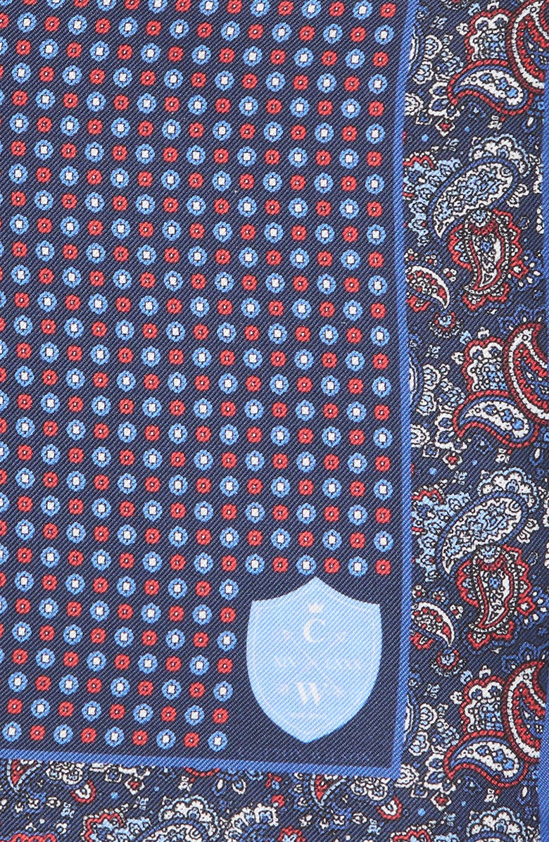 CLIFTON WILSON Paisley Silk Pocket Square, Alternate, color, Blue